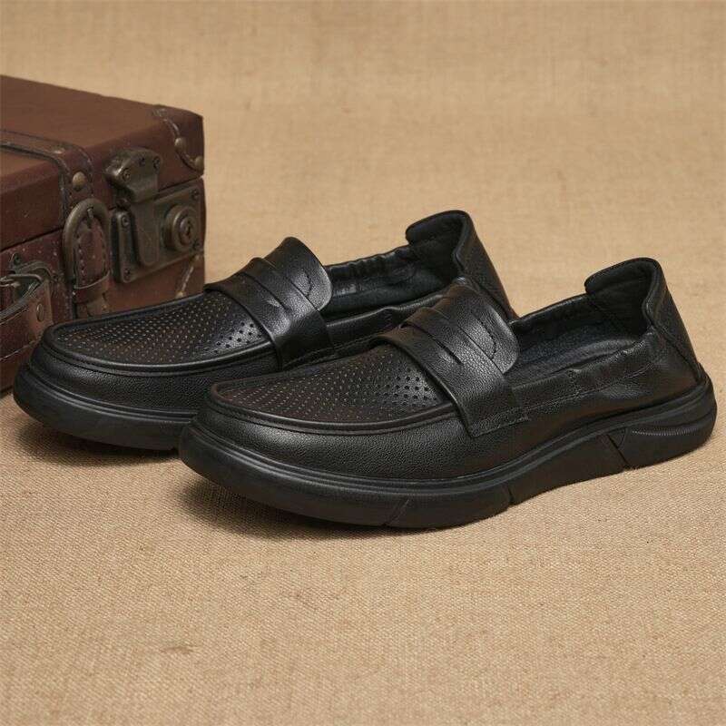 Men's Lefu New One Step Casual Business Top Layer Cowhide Bean Soft Leather Shoes