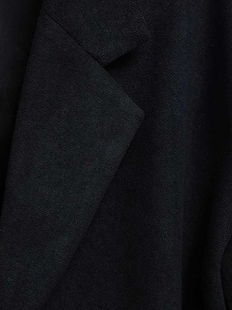 Mauroicardi Autumn Winter Long Oversized Black Woolen Trench Coat Men Shoulder Pads Single Breasted Luxury Cocoon Overcoat 2022 W250815