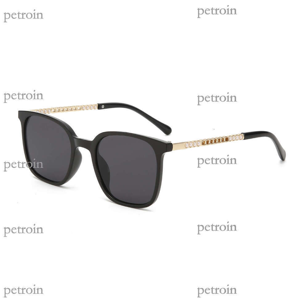 New Women's Personality Chain Pearl Decor High-end Trendy Sunglasses