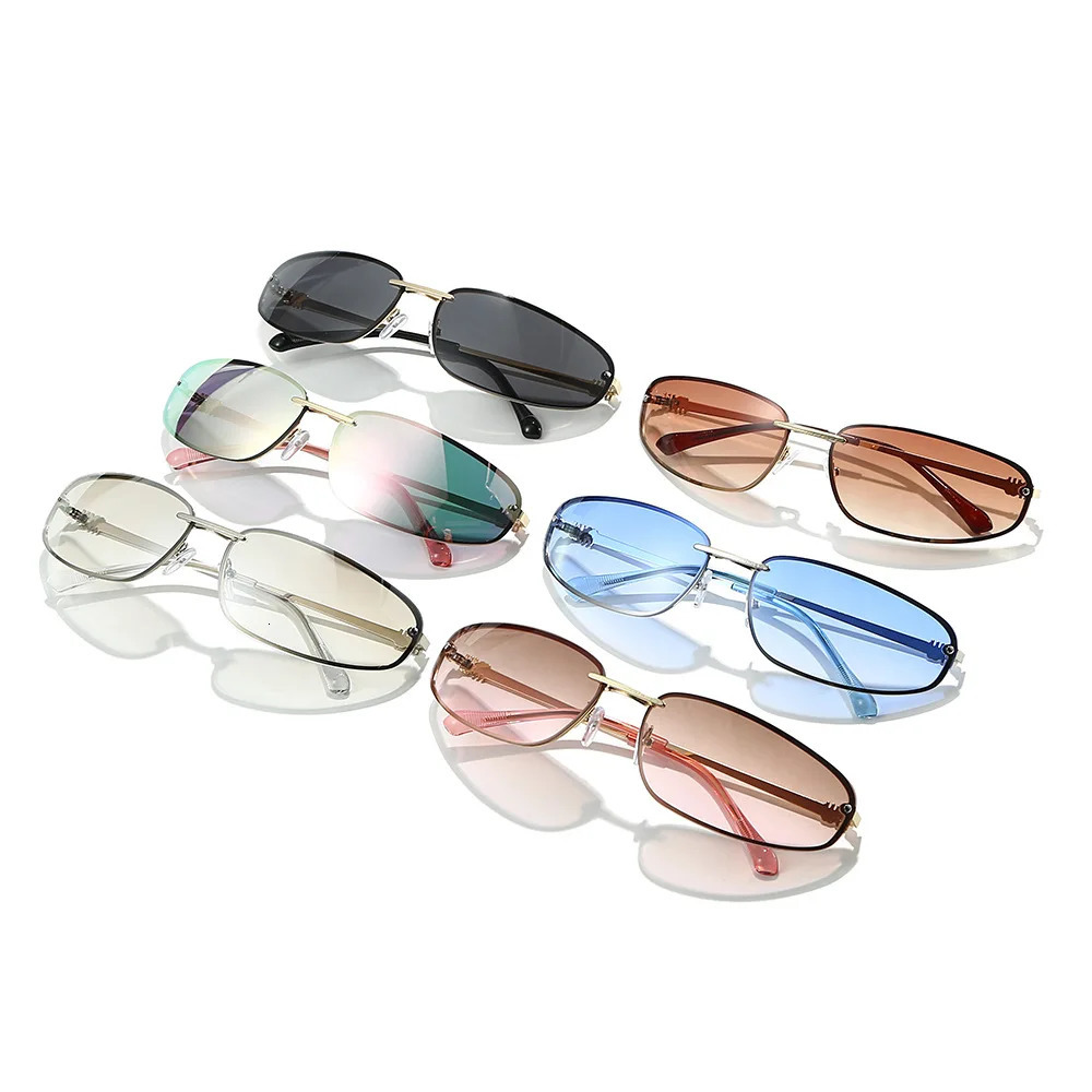 Y2K sunglasses for women men vintage alloy small square hip hop sun glasses ladies silver mirror sexy shades driving eyewear 250812