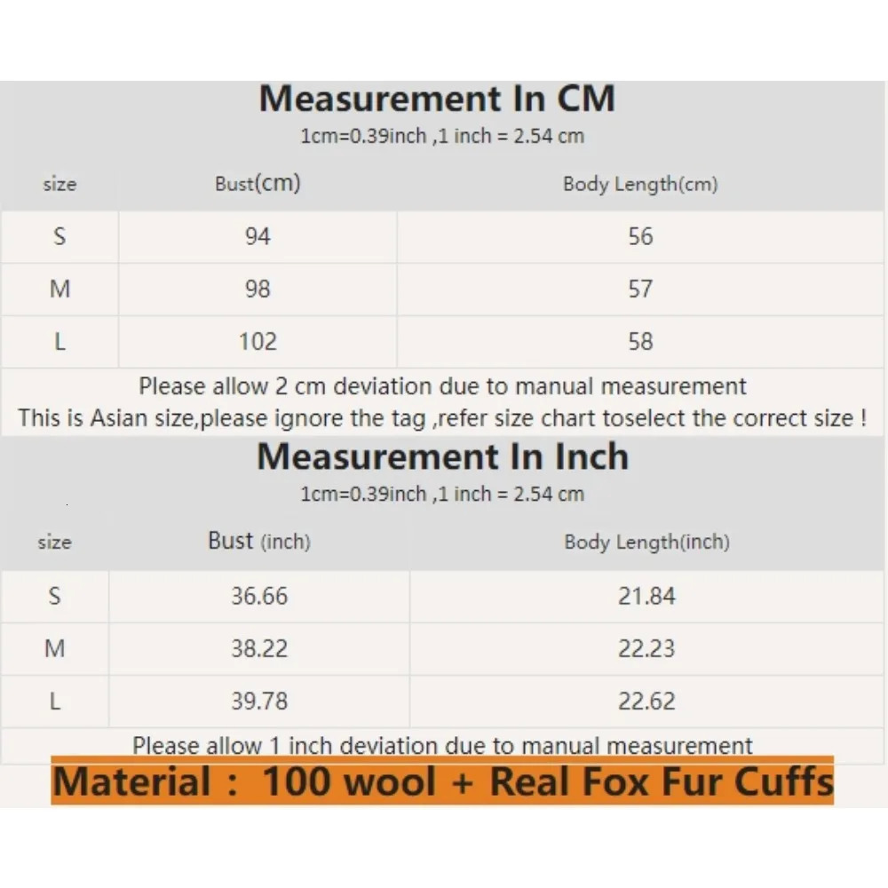 Wool Woolen Women coat fur jacket Winter Natural Fox Fur Cuff Coat Ladies Outwear Female Coat Cashmere 250811