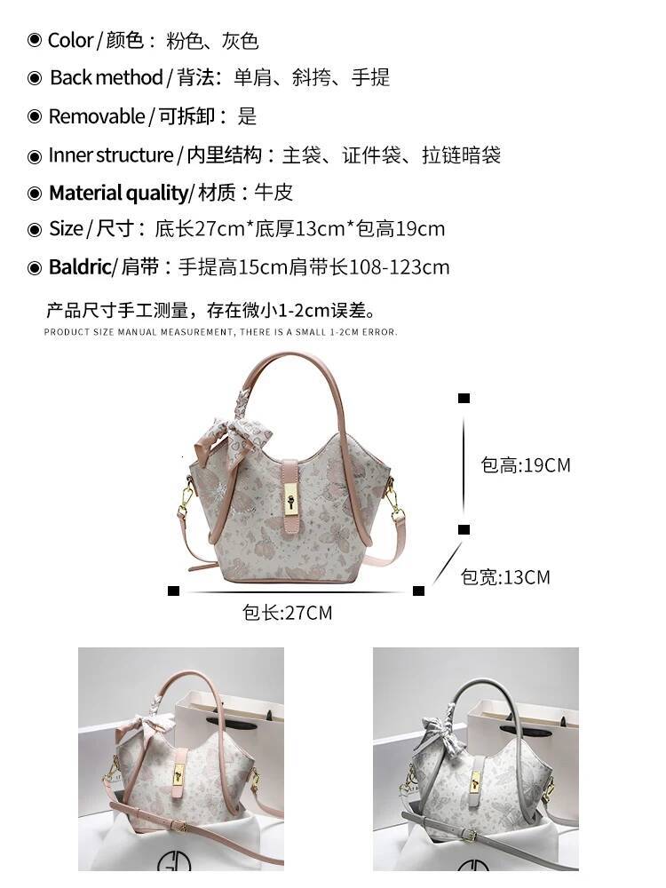 Original Handheld Tote With Delicate Flower Printing Scarves Women Stylish And Large Capacity Shoulder Bag