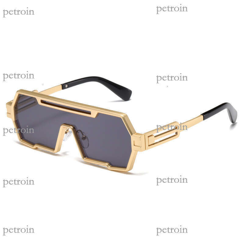 Fashion Metal Square Frame One-piece Hip-hop Personality Future Technology Trendy Sunglasses