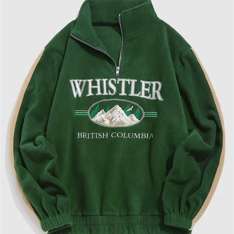 Hoodie For Men Fall Winter Fleece Sweatshirts Letter Embroidery Turtleneck Hoodies Pullover Vintage Streetwear Warm Sweats y250729