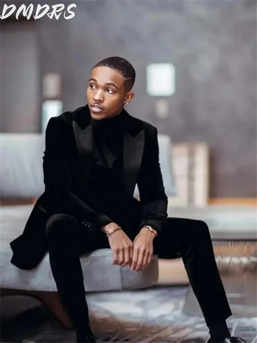 Classic Velvet Men Suits Slim Fit Groomsmen Wedding Tuxedos 2 Pieces Sets Black Peaked Lapel Blazers Formal Suit With Jacket And 250811