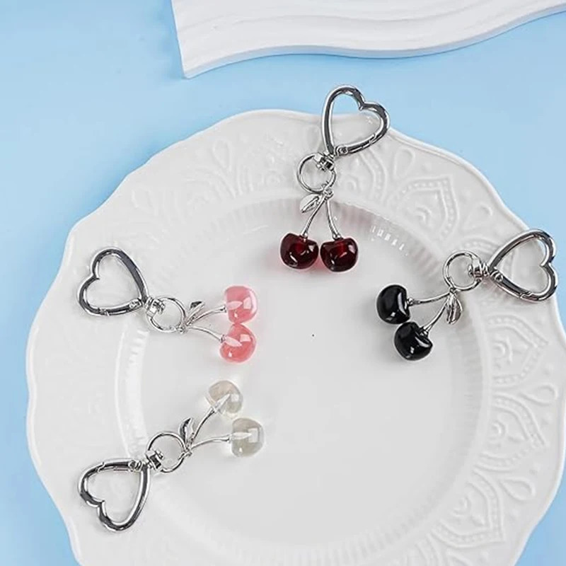 Cute Keyring Cherry Bag Charms Keychain for Bags Carabiner Keys Accessories Wallet Chain Charm Fashion Gifts 250804
