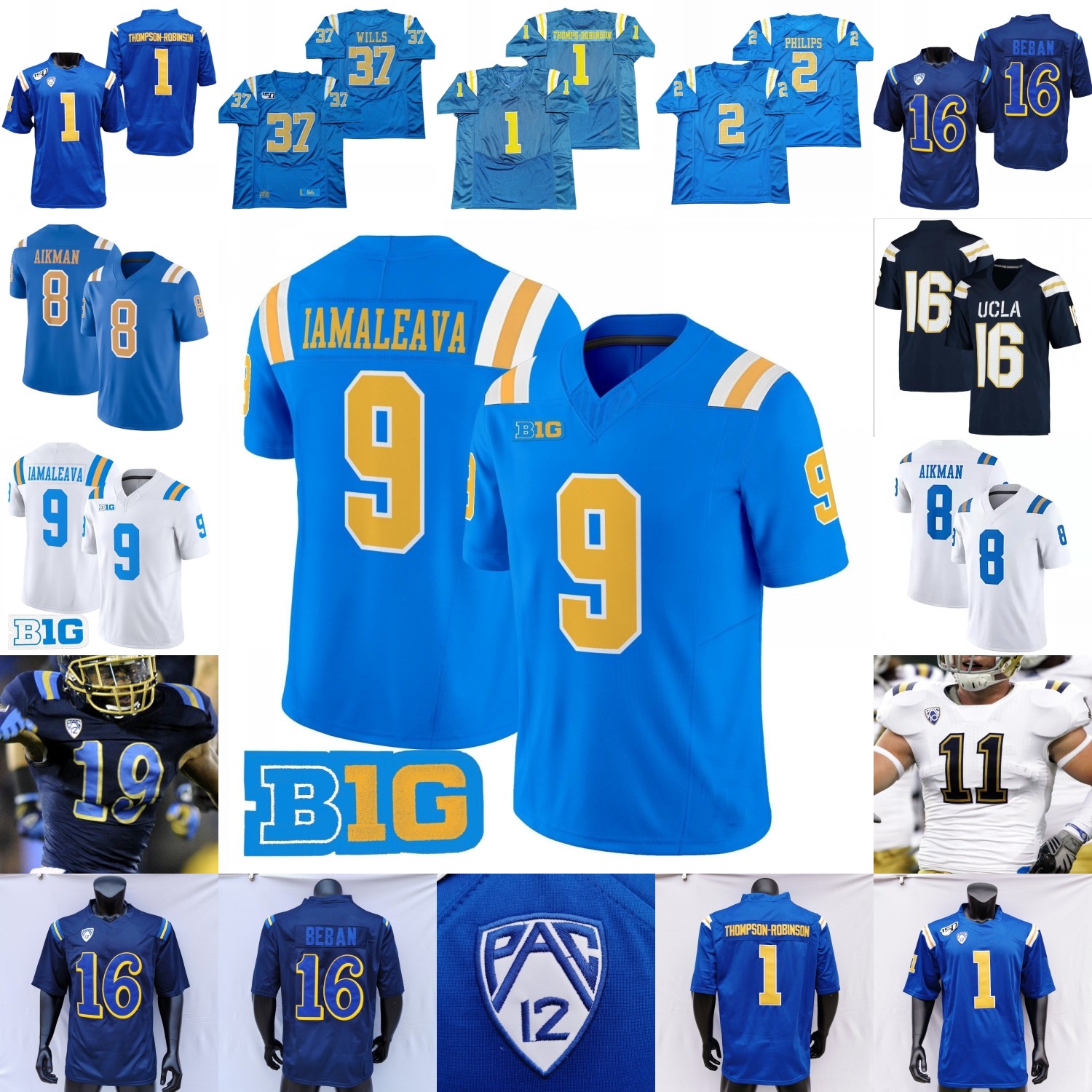 UCLA Bruins Football Jersey College Nico Iamaleava Dorian Thompson-Robinson Zach Charbonnet Jake Bobo Laiatu Latu Darius Muasau JonJon Vaughns Blaylock