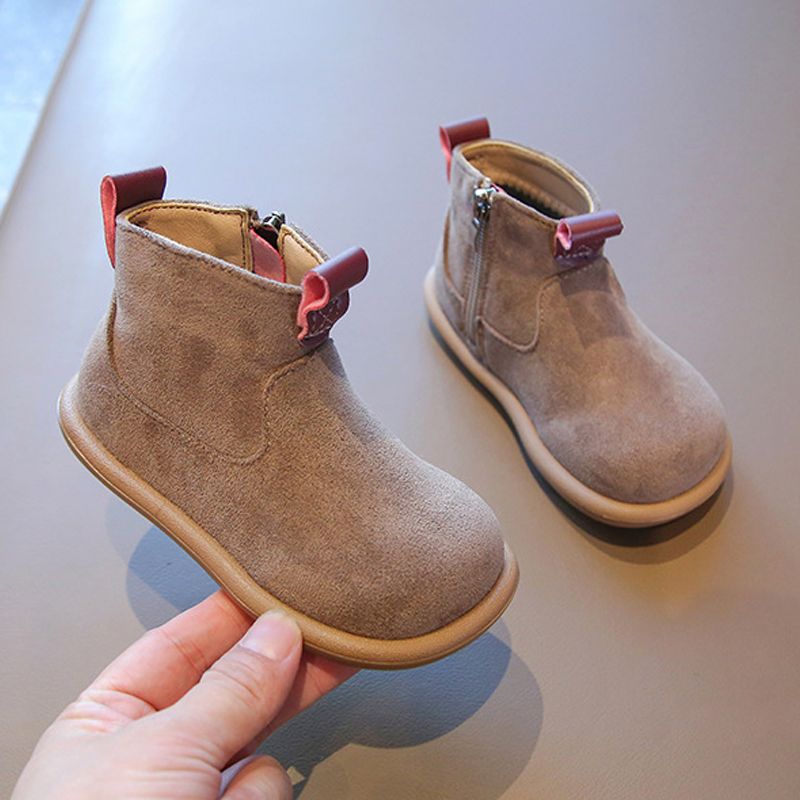 Autumn Winter Baby Boys Girls Boots Oxford Suede Children Casual Shoes Kidsnest Outdoor Anti-slip Toddler Shoes Plush Kids Ankle Boots Sizes US5C-US12