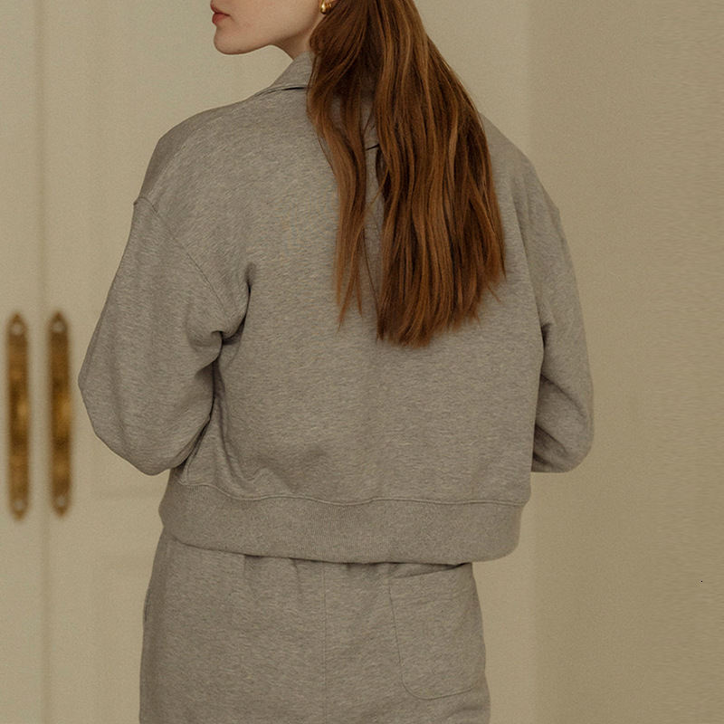 Cardigan Sweatshirt Fleece-Lined Women's Autumn Winter Fashion Casual Turn-Down Collar Top Sweatpants Sports Two-Piece Set