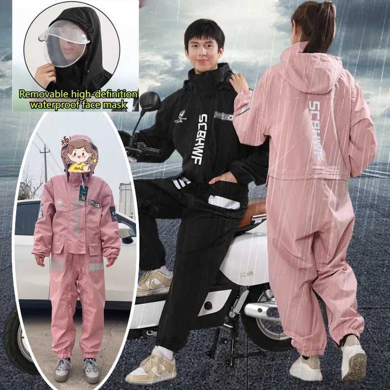 One-piece Motorcycle Riding Raincoat Hooded Waterproof Outdoor Dustproof Lightweight Work Clothes Rider Raincoat for Men Women Y250814
