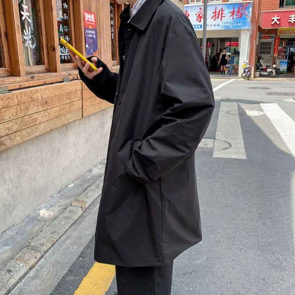 Versatile Men Outerwear Stylish Mens Lapel Windbreaker Coat with Double Breasted Design Pockets Loose Fit Casual for Men W250815