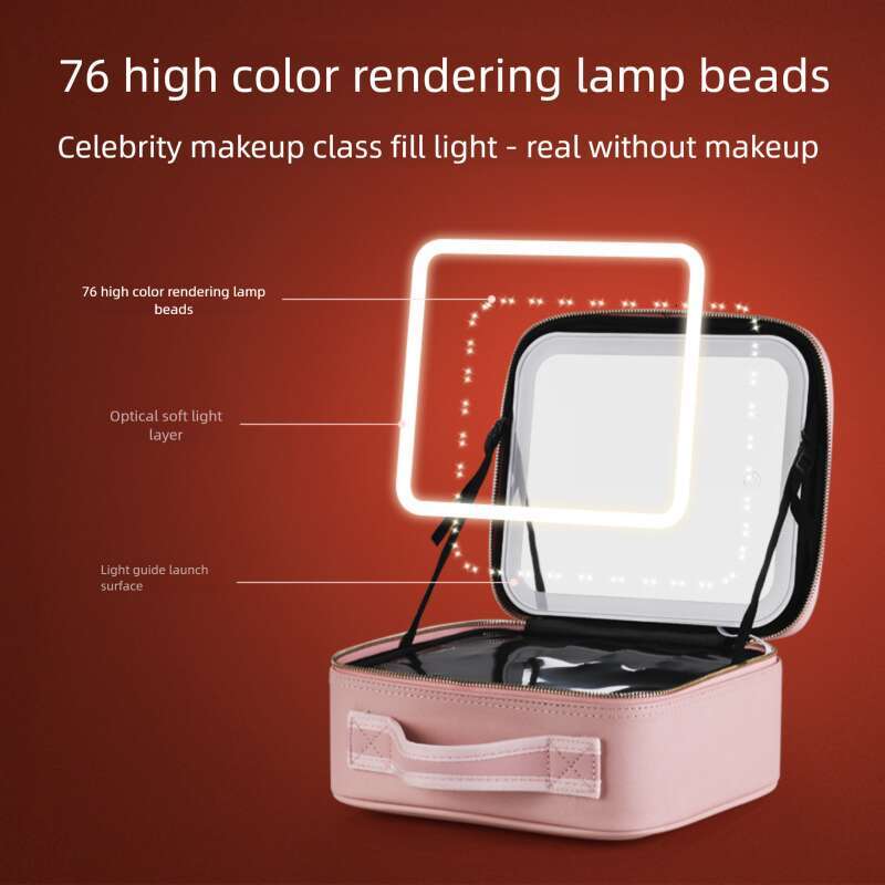 DHcollections Lighted Makeup Case - Large Cosmetic Organizer with LED Mirror, USB Port & Waterproof PU Leather (2 Sizes, Travel-Friendly)