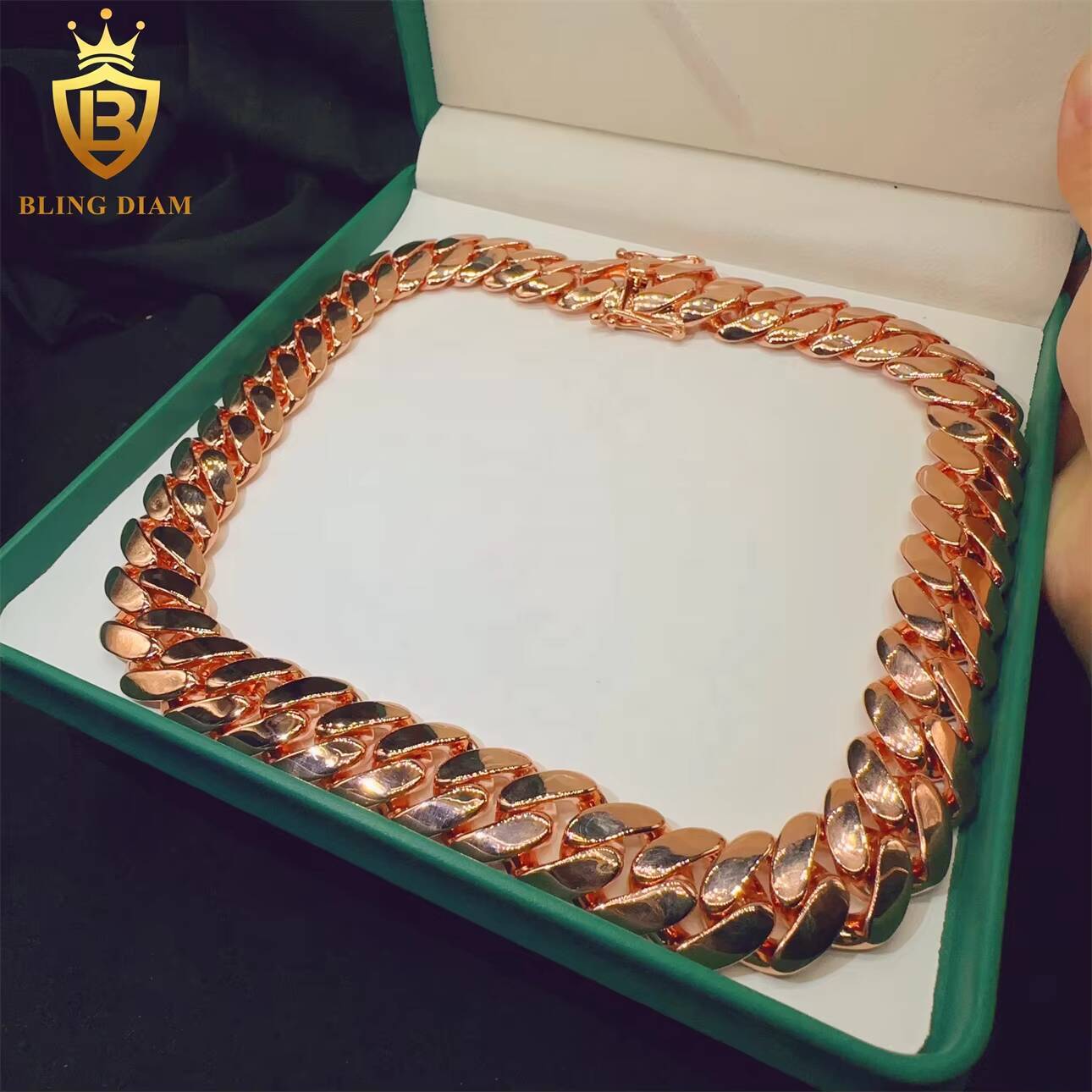 Fashion Hip Hop Fine Jewelry Iced Miami Cuban Link Chain Bracelet Sterling Silver 925 Necklace