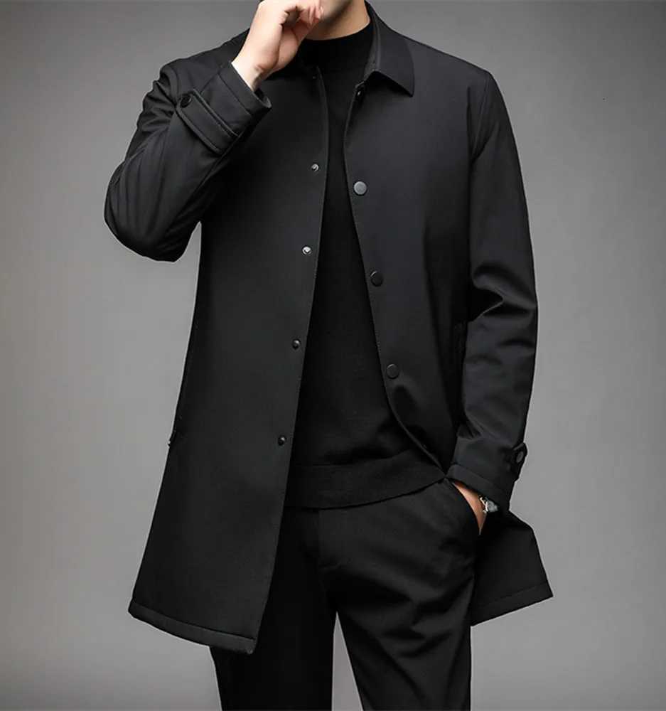 2025 Autumn Mens High-Quality Business Trench Coat Single-Breasted Trench Coat Men Long Casual Windbreakers Good Quality Jacket W250815