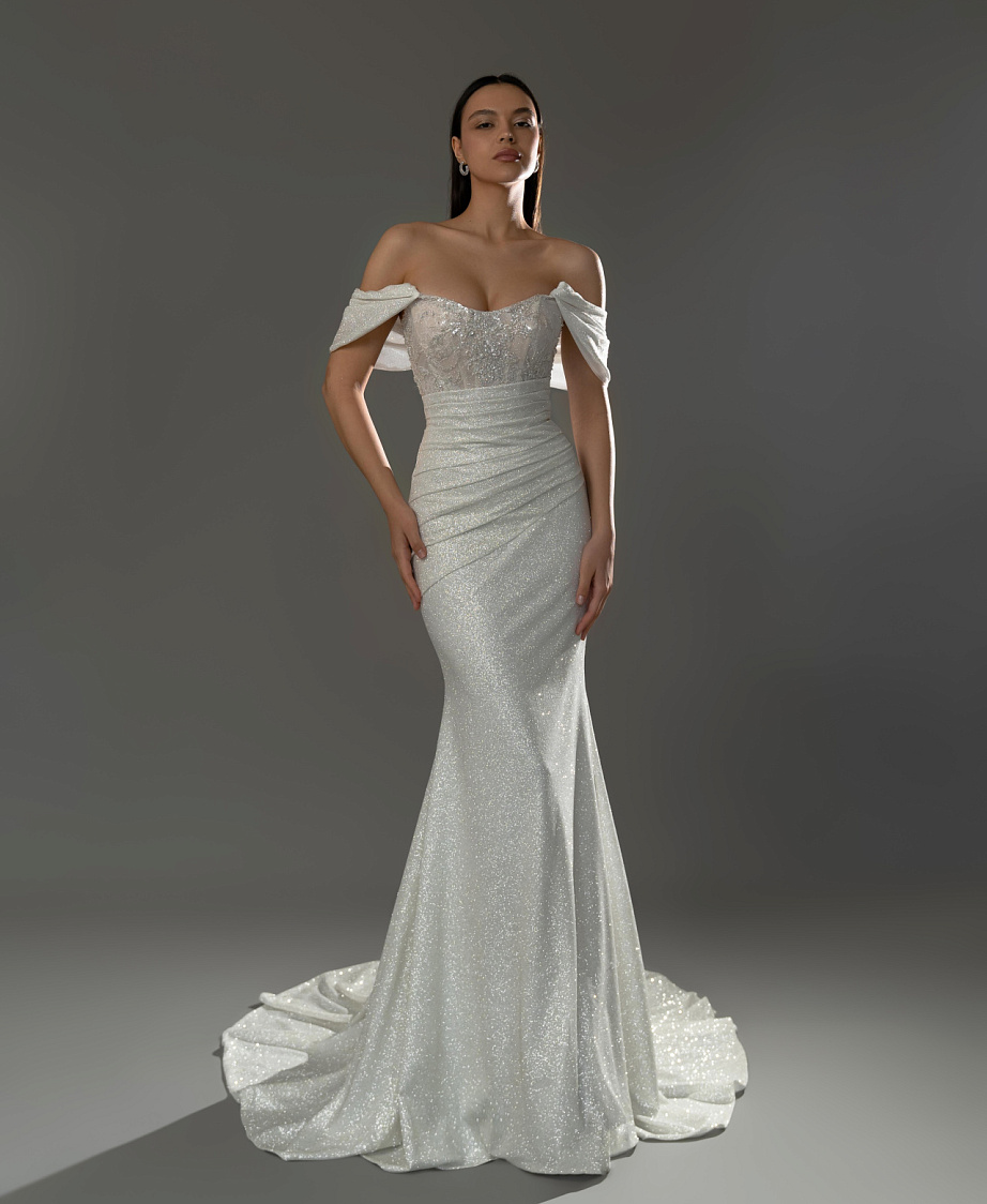 Simple Mermaid Wedding Dress Off Shoulder Sleeveless Bridal Gowns Sequins Lace Backless Sweep Train Dresses Custom Made vestidos de novia