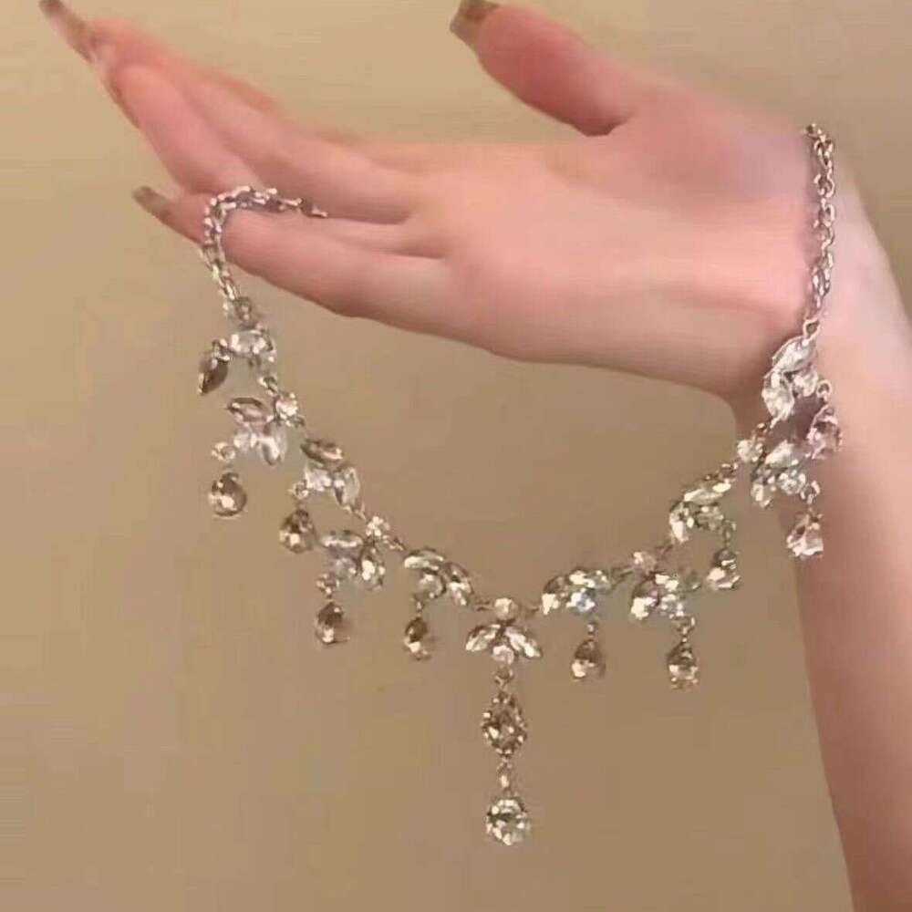 Multi-Layer Zirconia Necklace - 18K Gold/Rhodium Plated Geometric Choker Set | French Minimalist Jewelry (HN6819-5)