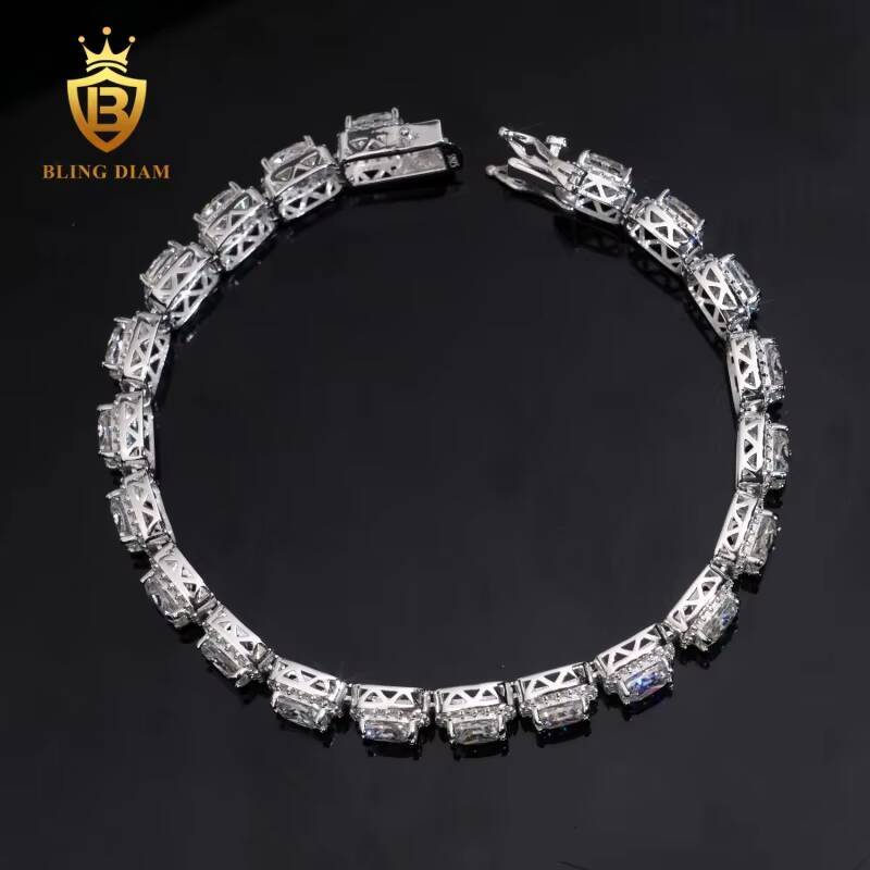10mm Iced Out VVS Moissanite Bracelet Hip Hop Jewelry 925 Silver Cuban Bracelet Hot Sale Moissanite Diamond Miami Bracelet