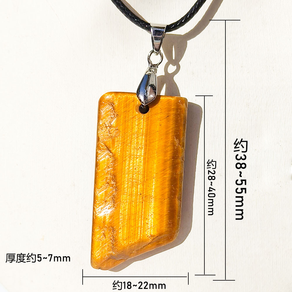 2025 New Arrival Natural Yellow Tiger Eye Raw Stone Slice Pendant Necklace Irregular Polished Gemstone Jewelry for Unique Style