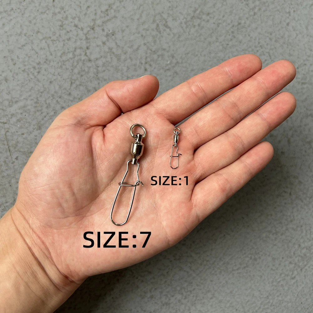 DNDYUJU 10X100X Fishing Lure Connector Ball Bearing Rolling Swivel Stainless Steel Snap Fast Pin Fish Accessories 250807