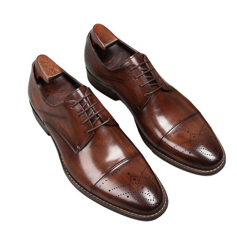 Unbeatable Quality New Breathable British Business Formal Men's Three Truncated Carved Groom's Wedding Shoes, Single Leather Shoes