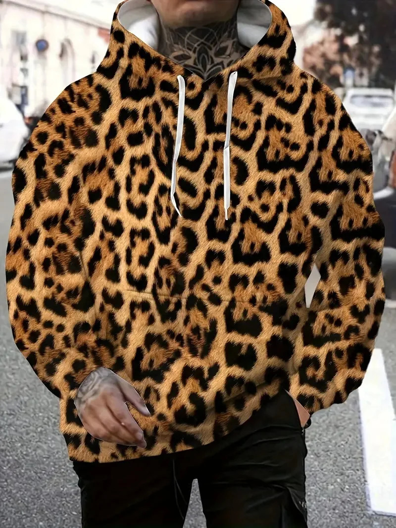 Leopard Print Mens Hoodie Clothing 3D Pullover Fashion Street Autumn Oversized 250814