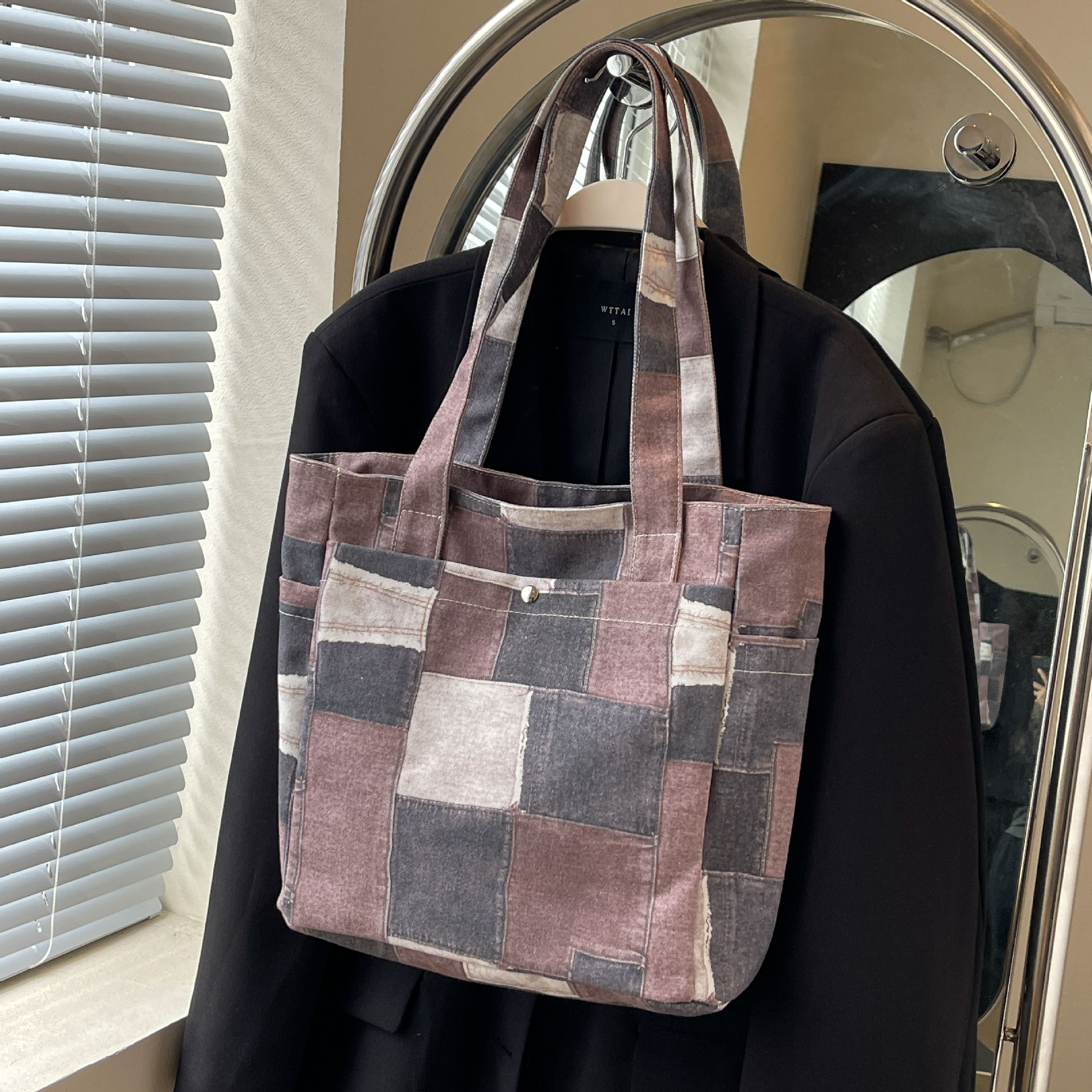 Autumn New Women's Shoulder Bag Fashion Large Capacity Color Block Splicing Handbag Casual Commuter Handbag Autumn New Designer Bag Women's 