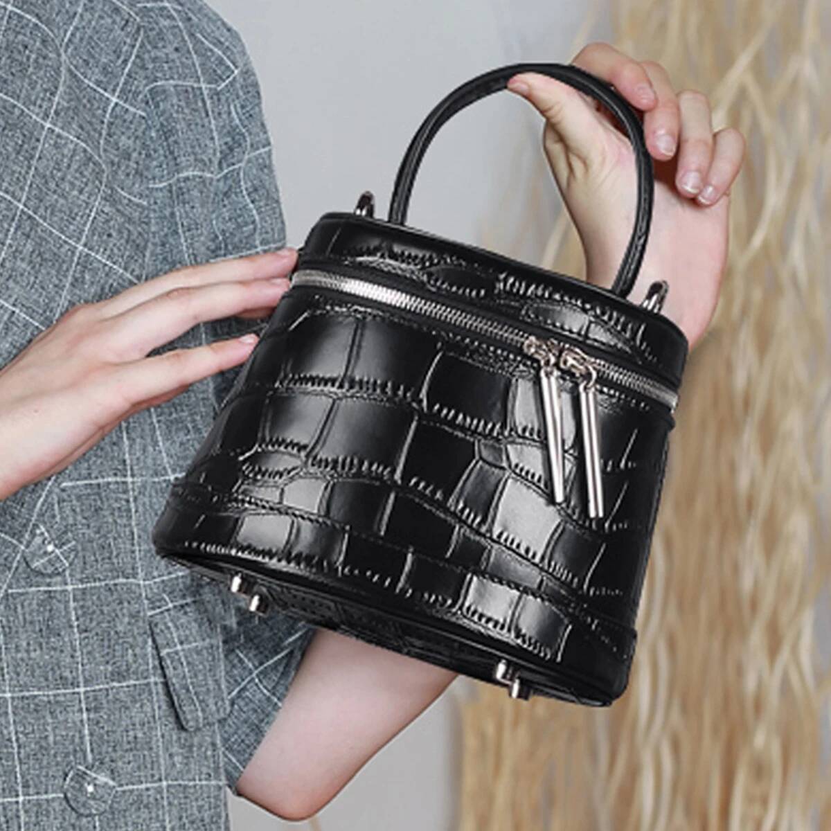 Genuine Leather Crossbody For Woman Shoulder Bags Designer Casual Bucket Bag Ladies High Quality Handbag Women