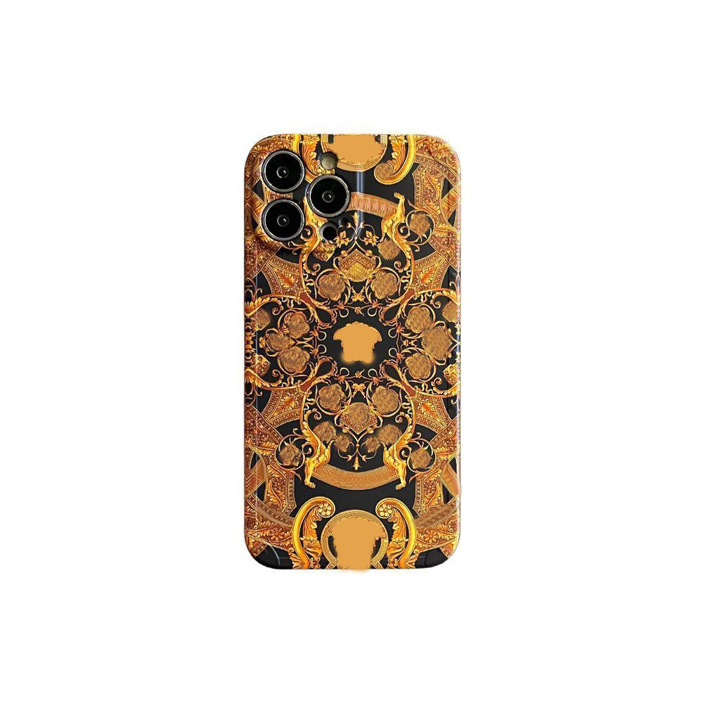 The designer of fashionable mobile phone case applies to the 16 pro max 15 14 13 12 lens film leather full package light model