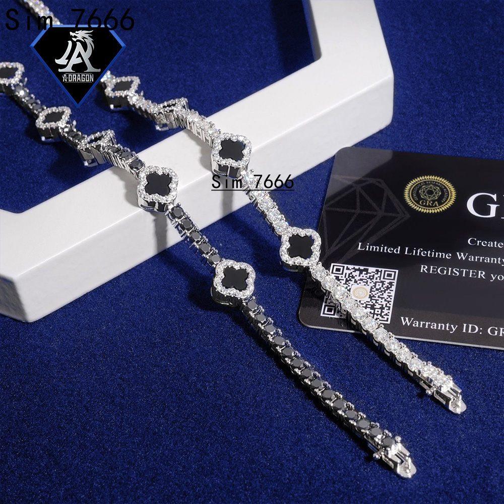 Chic 3mm DualTone Moissanite Clover Tennis Bracelet Sparkling DiamondCut on 925 Silver Chain Perfect for Daily Wear