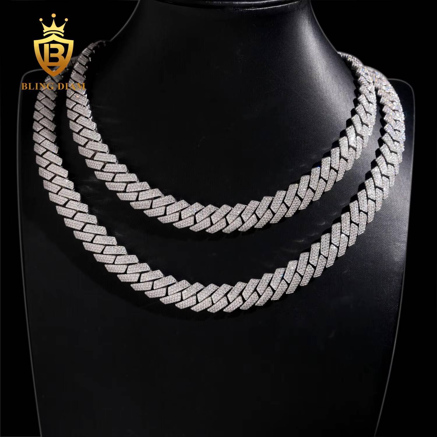 Factory Custom Newest 15MM Hip Hop Rapper Luxury Pass Diamond Tester VVS Moissanite Cuban Link Chain Necklace Men