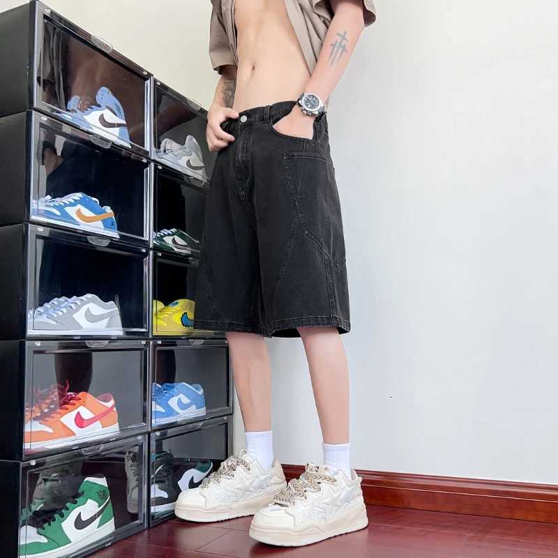 Spring Washing Jean Pants Men Street Cowboy Denim Shorts Neutral Loose Cropped Pants Casual Fashion Pocket Big Size 6xl 7xl 8xl Y250814