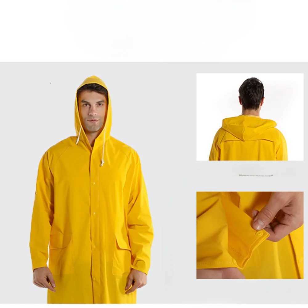 Thickened Long Pvc One-piece Raincoat Outdoor Labor Protection Duty Dual Purpose Windbreaker Poncho Riding Raincoat Y250814