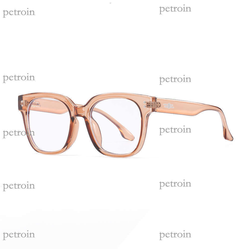 2024 New Anti-Blue Light Computer Internet Celebrity Style Black Frame Plain Face Versatile Men's Non-Prescription Glasses