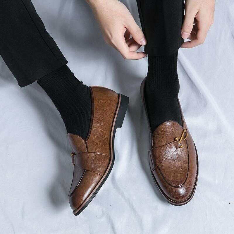 Large British Style Men's Loafers 2025 Spring And Autumn New Business Formal Casual One Foot Leather Shoes