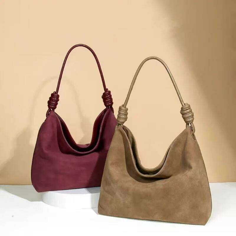 Knot Design Shoulder Underarm Large Capacity Commut Women Bag Frosted Suede Handbag Brand Tote Spacious Shopping Bags 20250815