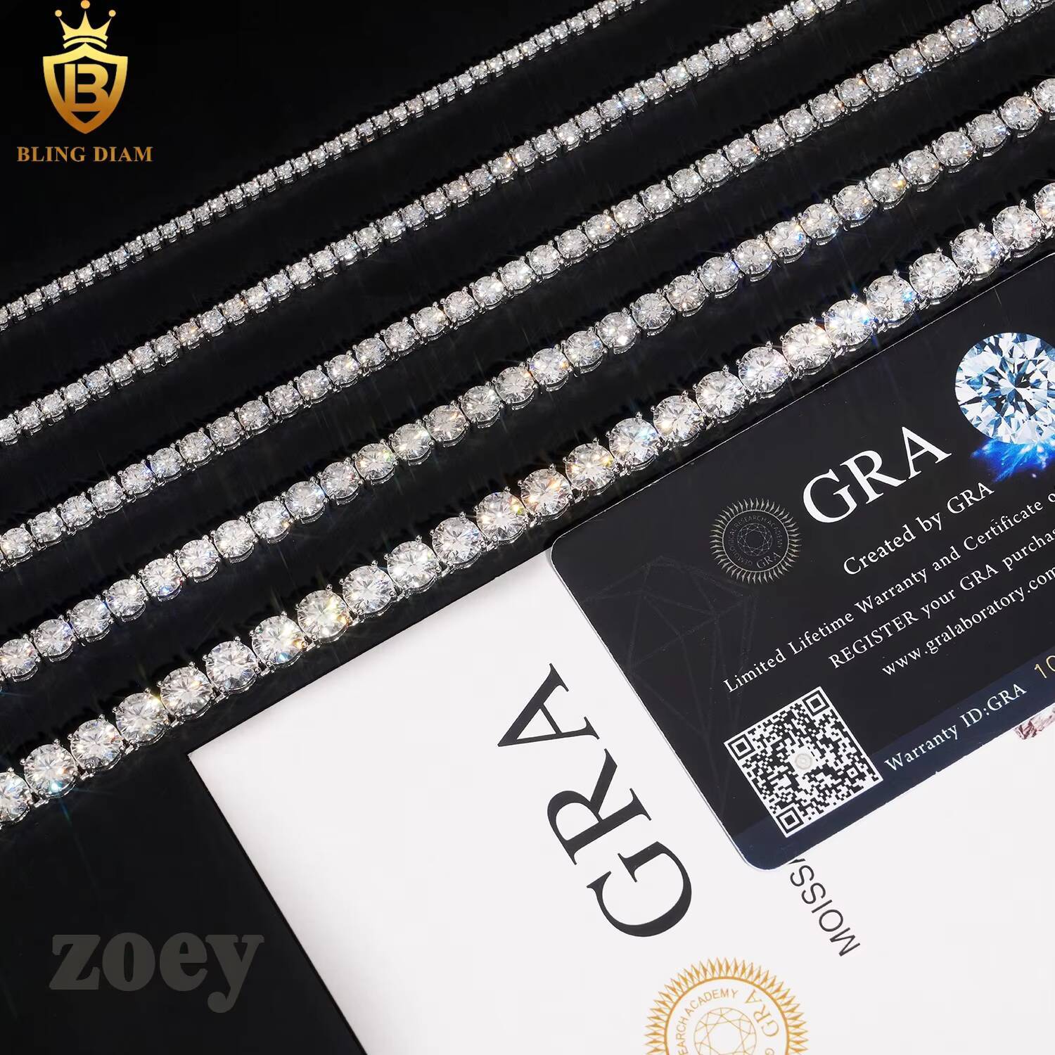 2mm-6.5mm Gold Plated Hip Hop Jewelry 925 Sterling Silver Vvs1 Moissanite Diamond Tennis Chains Bracelet Necklace