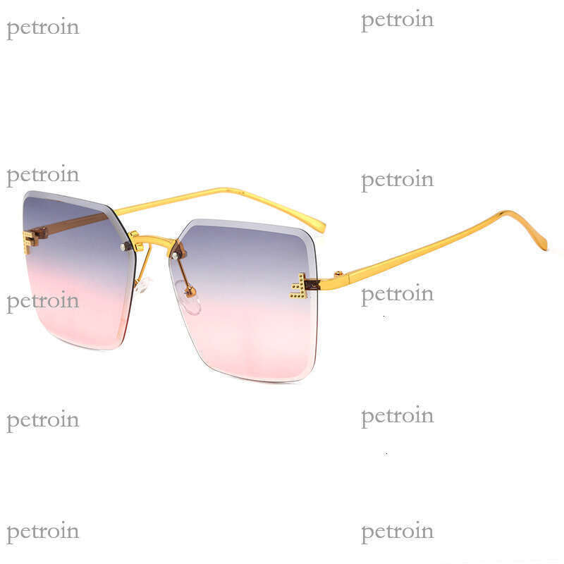 2024 New Metal Frameless Edge-Cut Fashion Trend Internet Celebrity Gradient Color Personality Wear Women's Sunglasses
