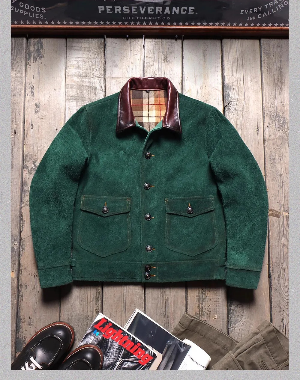 YRTop. Vintage 100% leather jacket.Casual Cow suede leather coat.Classic real leather cloth.American retro western 250808