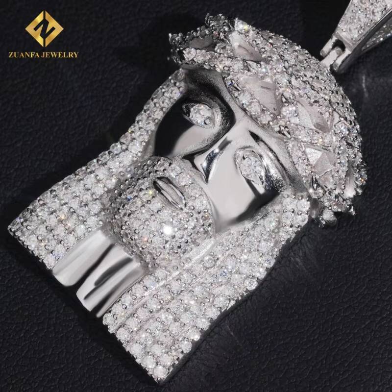 Hot Sale Custom GRA Certificate 925 Silver Jewelry Hip Hop Ice Out Diamond VVS Mossanite Jesus Pendant