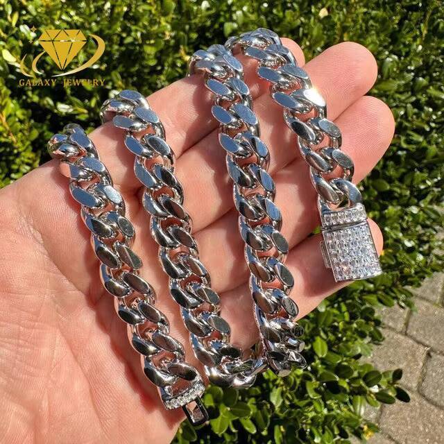 Fine Jewelry Necklaces Custom 925 Sterling Silver 18k 14k Gold Plated Hiphop Chain Plain Miani Cuban Link Chain for Men Women