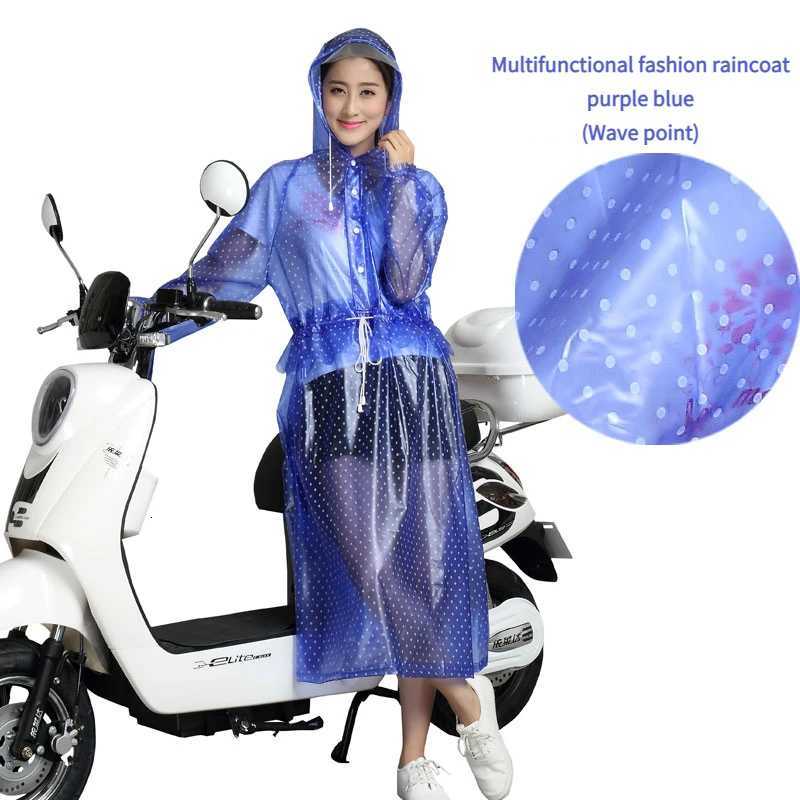 Ladies Sleeve Rain Dress Transparent Adult Lightweight Hooded Raincoat Travel Hiking Pedal Electric Vehicle Waterproof Rain Gear Y250814