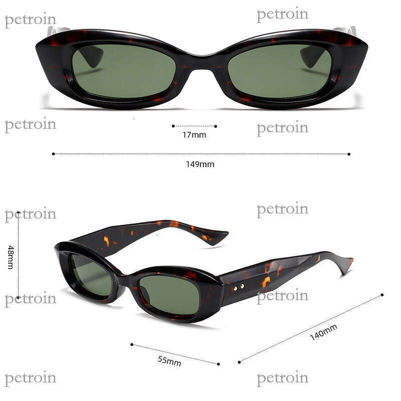 New Fashion Cat Eye Stud Small Square Frame Personality UV400 Sun Protection Sunglasses
