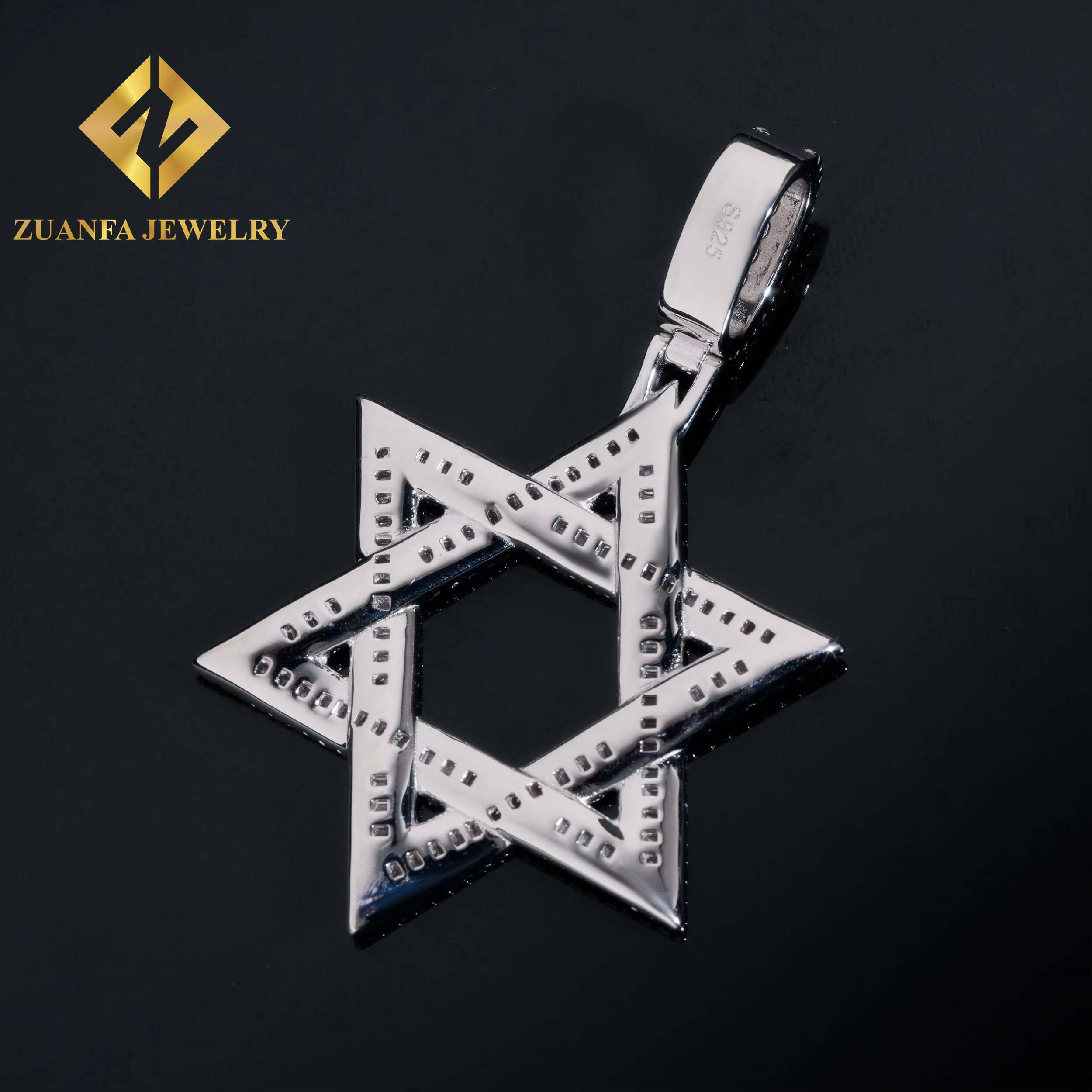 Pass Diamond Tester Baguette Moissanite Pendant Star Design Hiphop Jewelry 925 Silver 18K Gold Plated Pendant Fine Jewelry