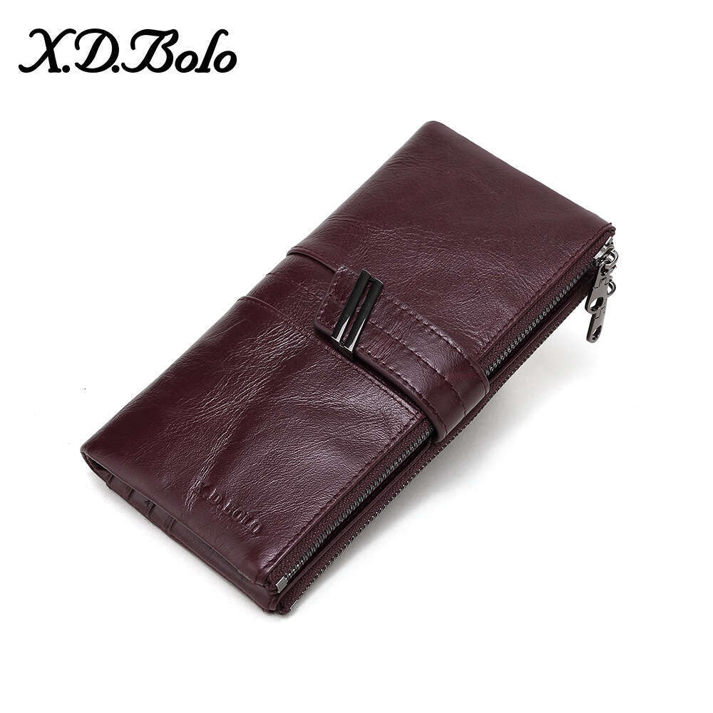 Modern Paul Fashion Women's Wallet Oil Wax Leather Double Zipper Coin Purse Long Clutch for Women designer wallet B5 B5