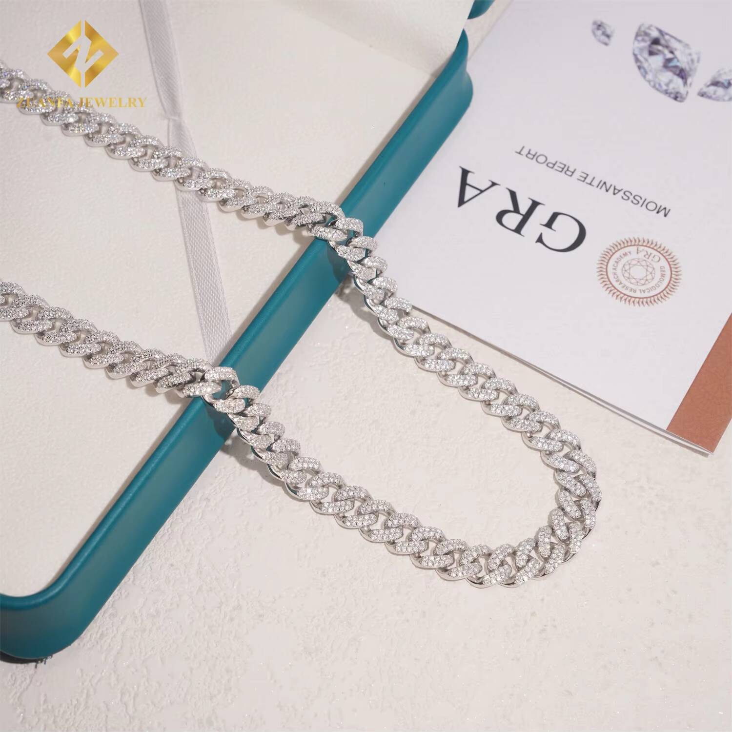 High Quality 10mm Two Rows VVS Iced Out Moissanite Hip Hop Jewelry Diamond Custom 925 Silver Cuban Link Chain Bracelet Necklace