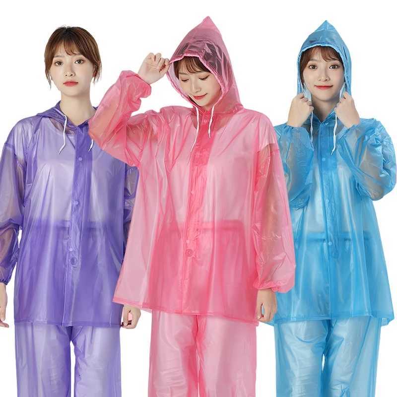 Adult Fashion Transparent Two-piece Raincoat PVC Thickened Transparent Rainwear Y250814