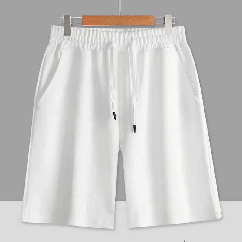 260G composite milk silk straight leg pants for mens couples casual loose fit solid color summer American shorts fashionable Y250814