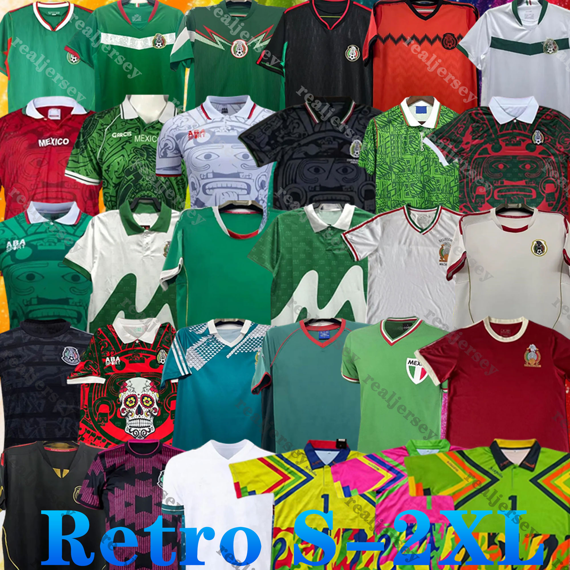 BLANCO Retro classic Mexico soccer jerseys 1970 1985 1994 1995 1996 1997 1998 1999 2010 BORGETTI HERNANDEZ CAMPOS H.SANCHEZ 83 85 2006 12 13 14 Vintage football shirts