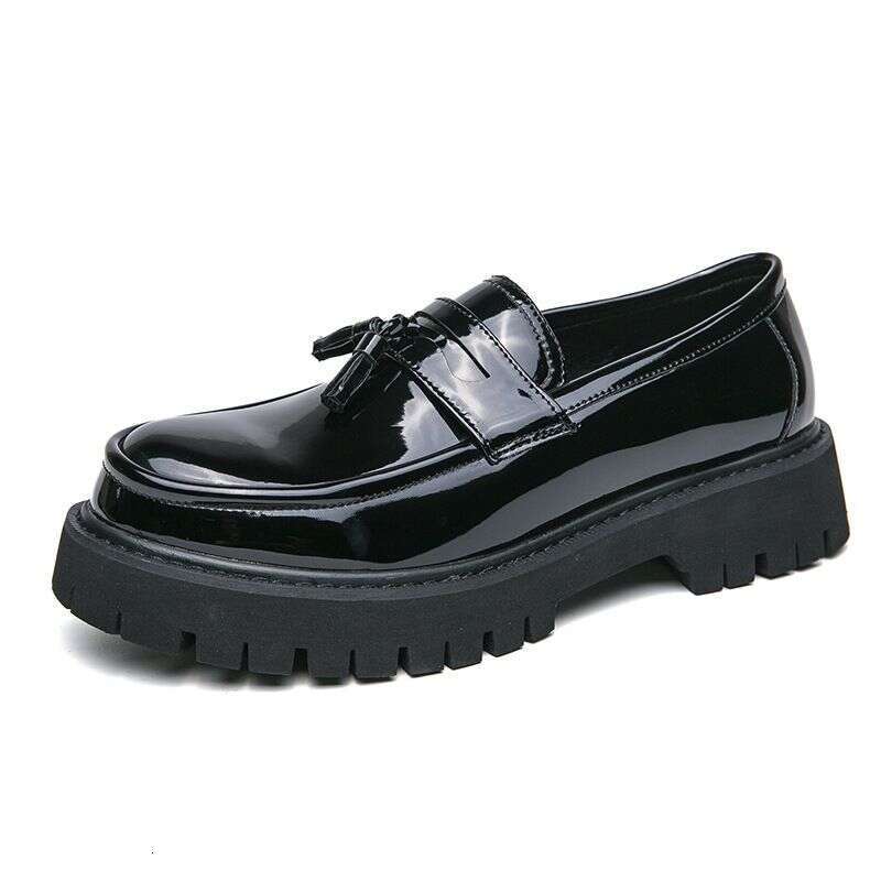 2025 Spring/Summer New Casual Men's Thick Heel Slip-On Large Size Loafers Fashion Versatile Comfortable Simple Leather