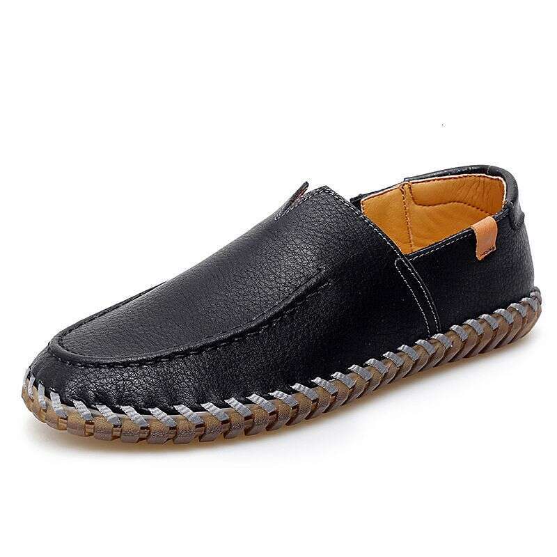 Men's slip-on flat spring set feet handmade leather shoes car sewing large size loafers